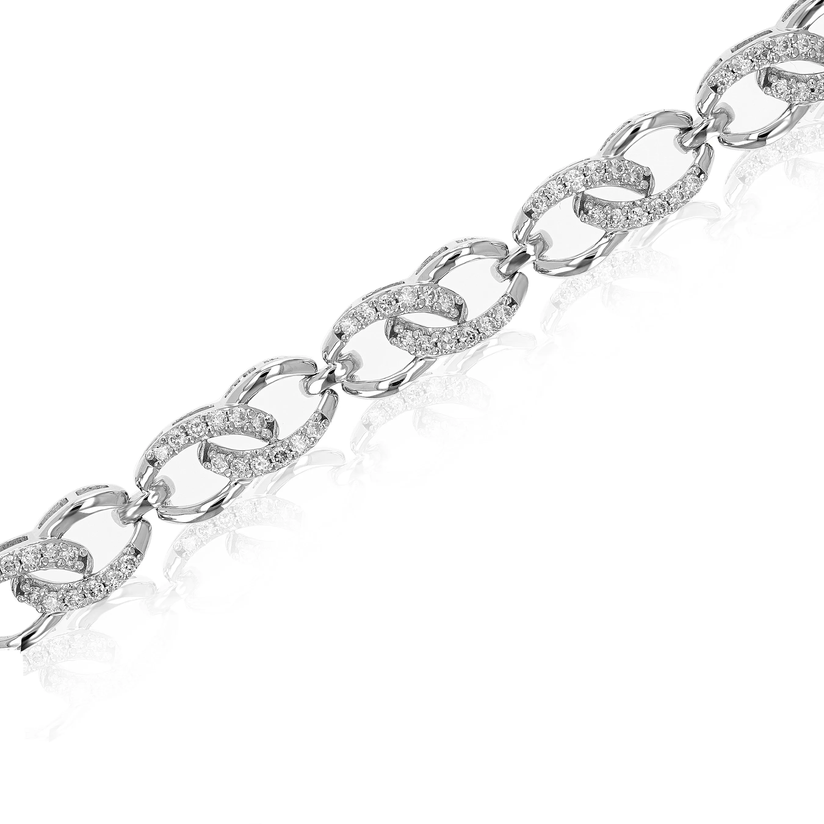 1 cttw Chain Lab Grown Diamond Tennis Bracelet in Sterling Silver