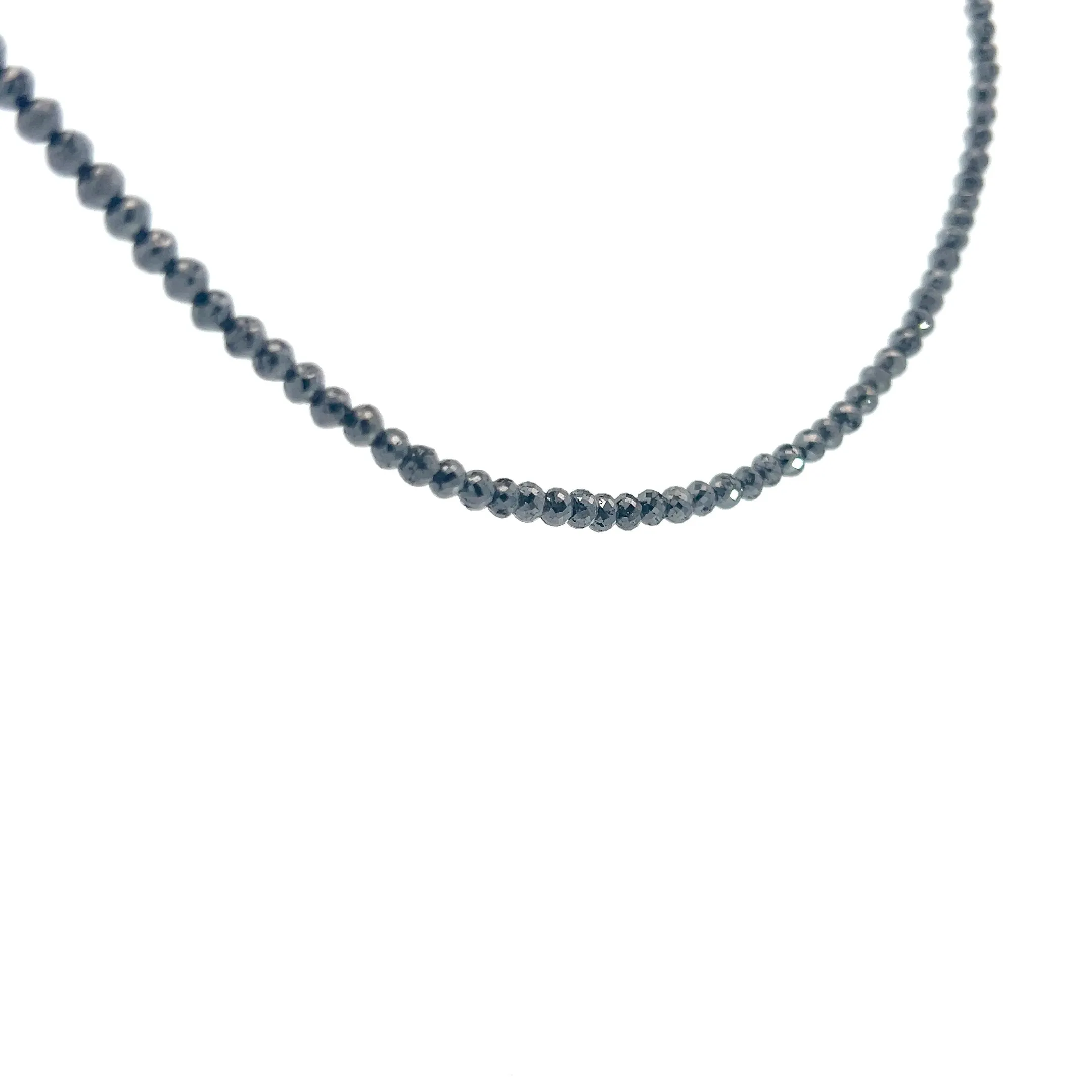 14k White Gold 62.5ct  Beaded Black Diamond Necklace 3.50mm 24"inch