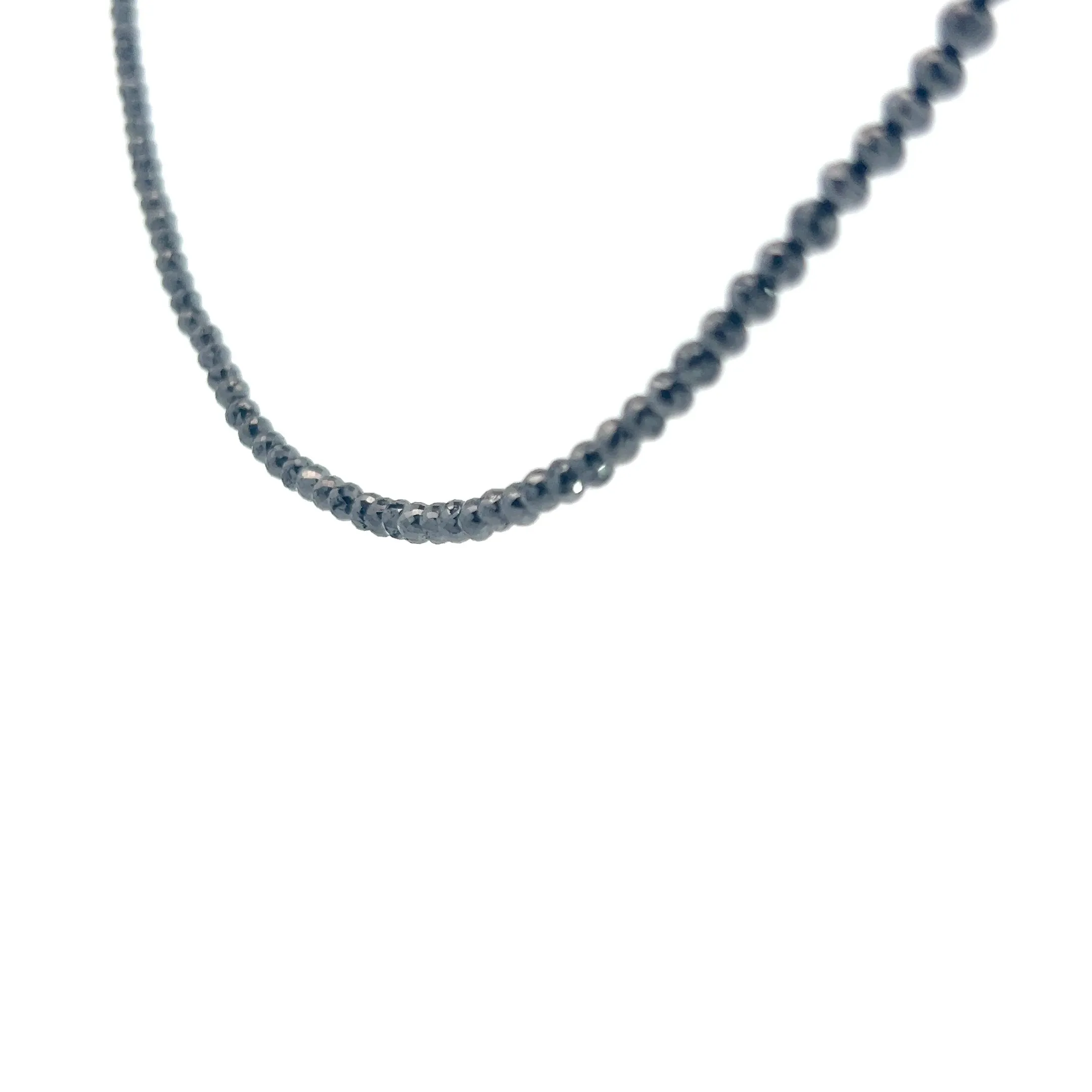 14k White Gold 62.5ct  Beaded Black Diamond Necklace 3.50mm 24"inch