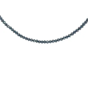 14k White Gold 62.5ct  Beaded Black Diamond Necklace 3.50mm 24"inch