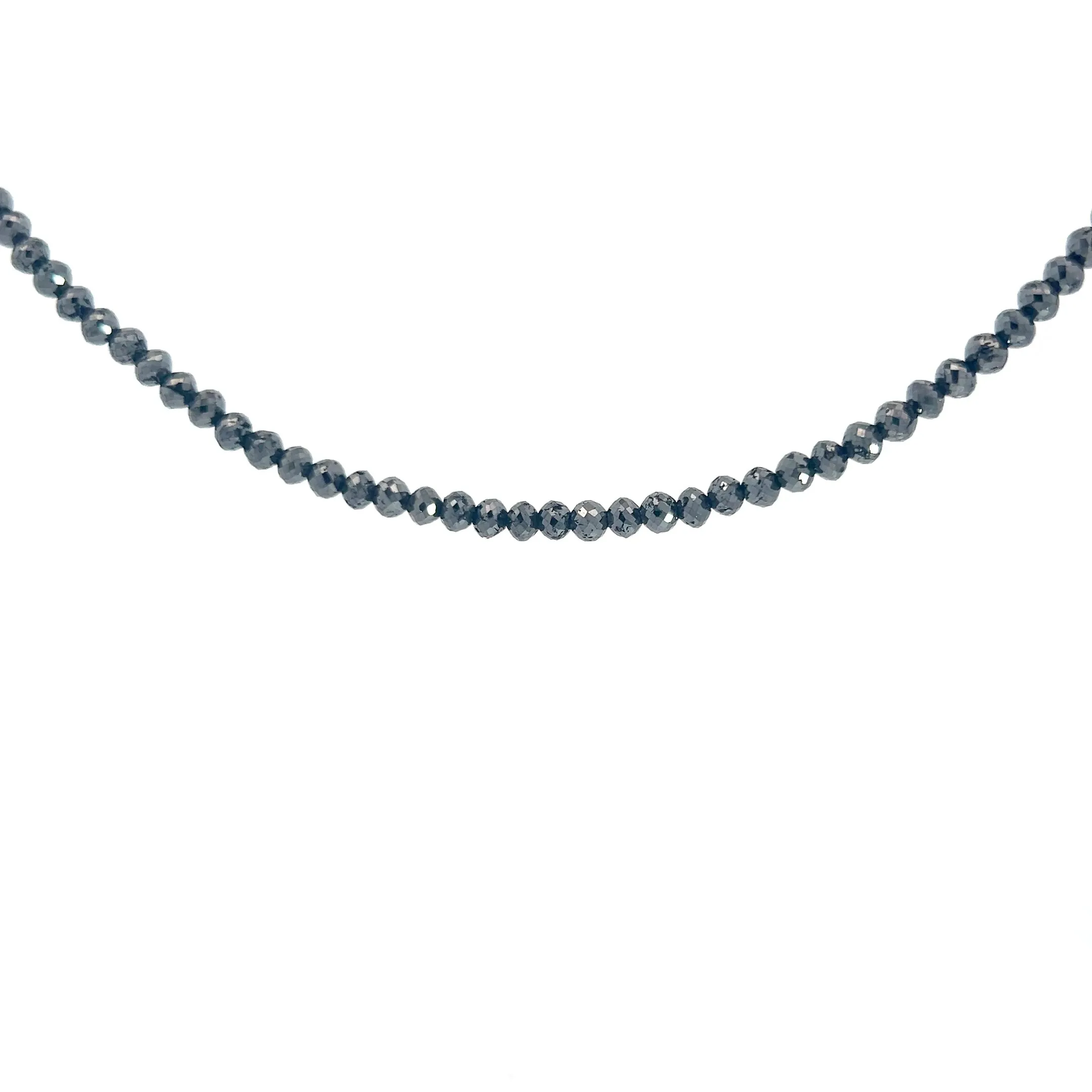 14k White Gold 62.5ct  Beaded Black Diamond Necklace 3.50mm 24"inch