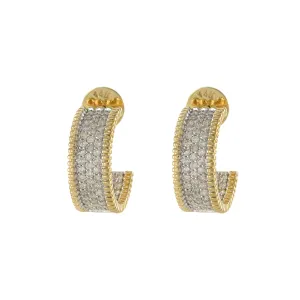 14KT Yellow Gold Open Diamond Huggie Earrings