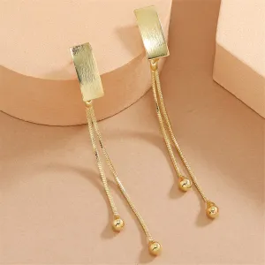 18K Gold-Plated Beaded Tassel Drop Earrings