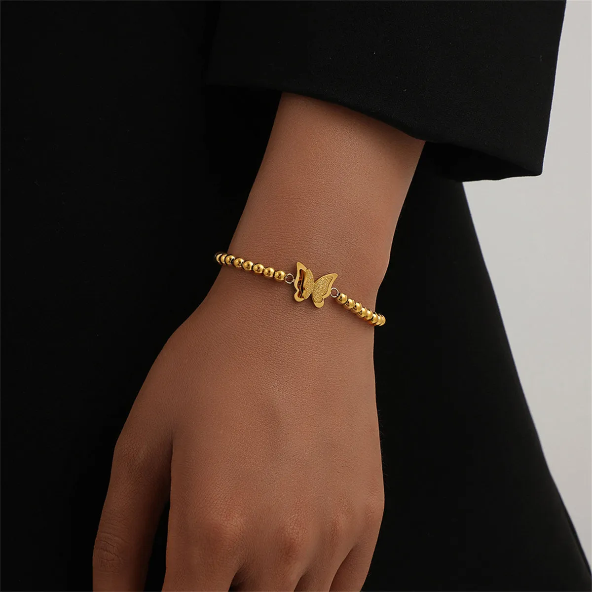 18K Gold-Plated Butterfly Beaded Charm Bracelet