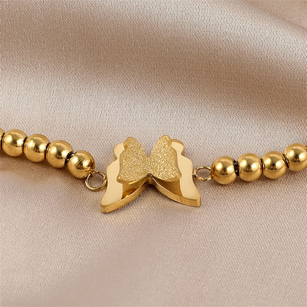 18K Gold-Plated Butterfly Beaded Charm Bracelet
