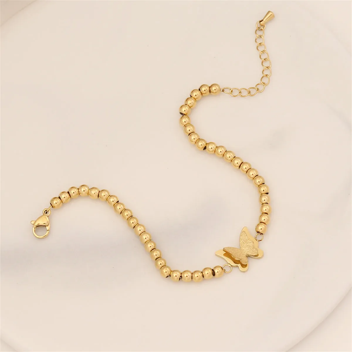 18K Gold-Plated Butterfly Beaded Charm Bracelet