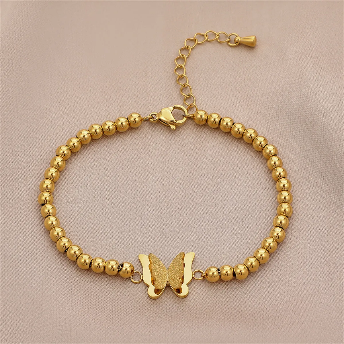 18K Gold-Plated Butterfly Beaded Charm Bracelet