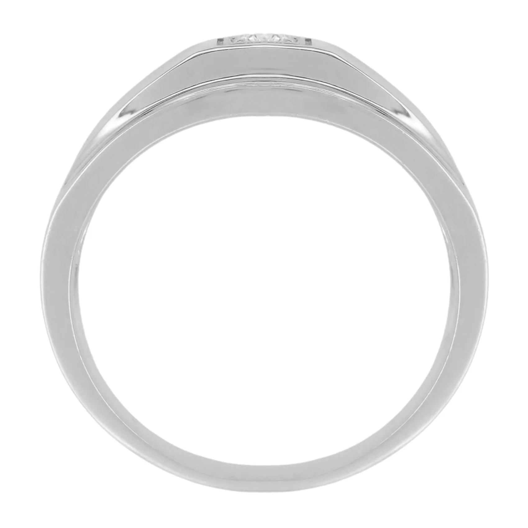 1950's Design Men's Mid Century Retro Moderne Diamond Ring in 14 Karat White Gold