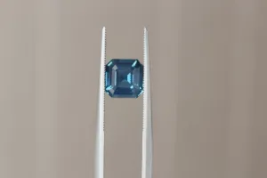 2.01 Carat Natural Teal Blue Opalescent Emerald Cut Sapphire