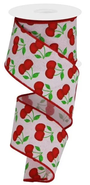 2.5" Cherries On Royal: Powder Pink, Red, Green (10 Yards) RGA164415