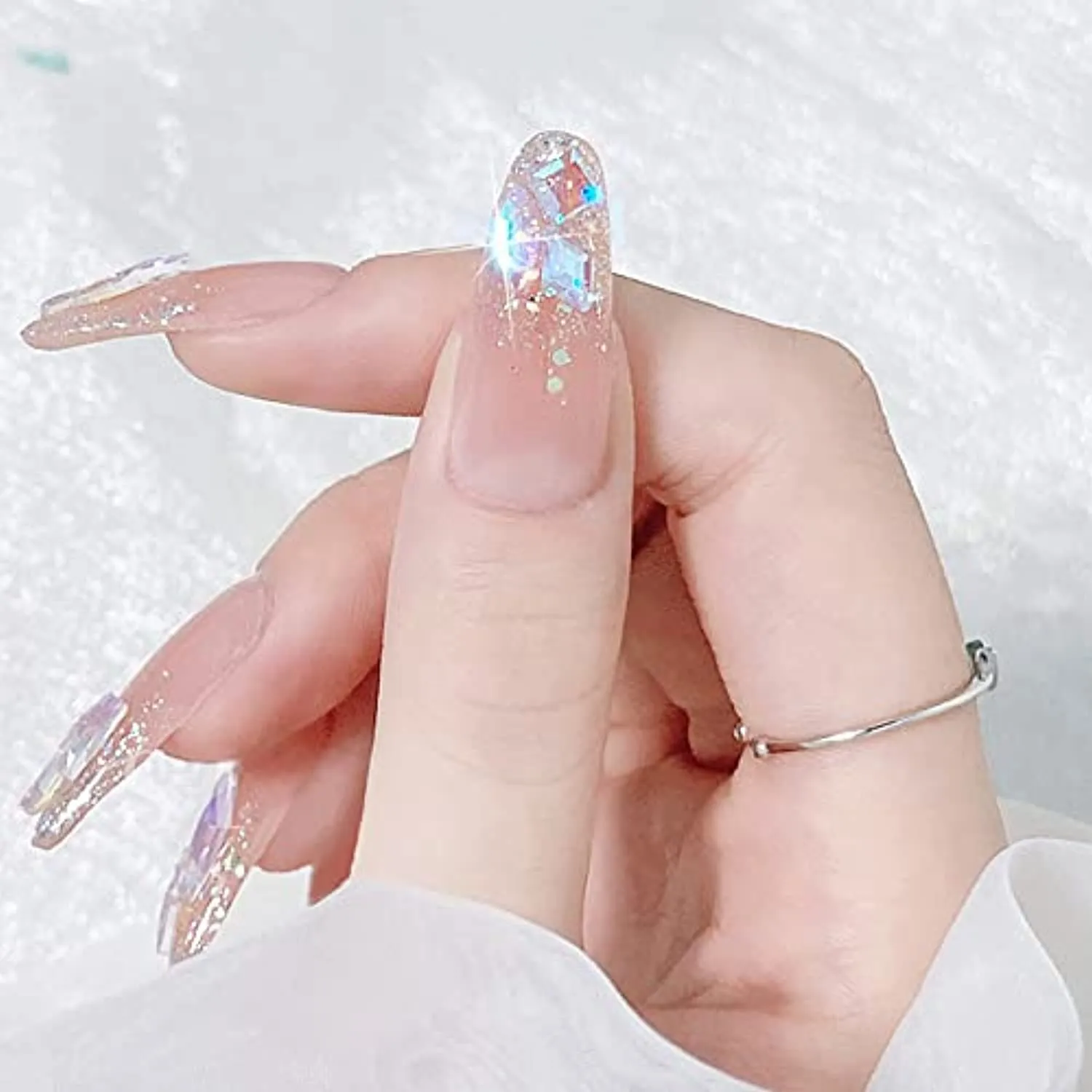 3D Nail art aurora rhinestones multi shape mix nail crystal crafts shiny nail art decoration DIY nail art design (100pcs mixed set) (Aurora)