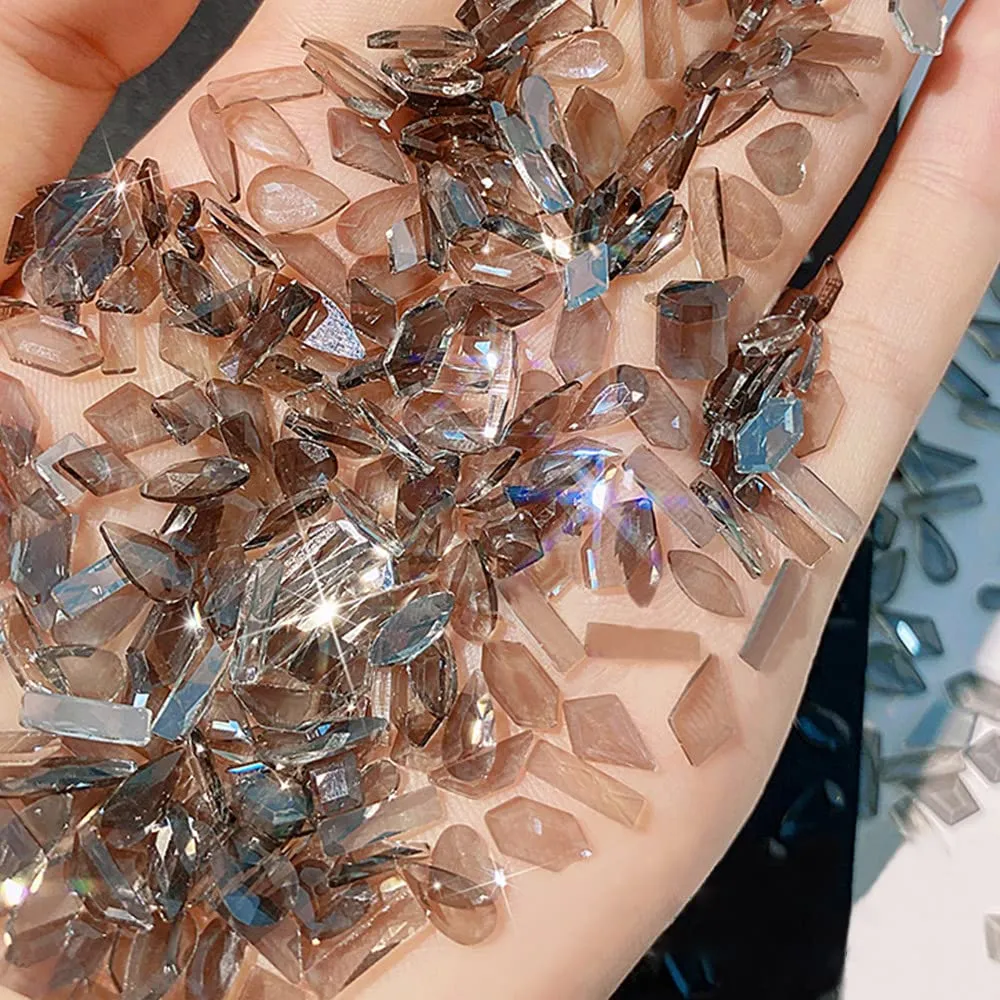 3D Nail art aurora rhinestones multi shape mix nail crystal crafts shiny nail art decoration DIY nail art design (100pcs mixed set) (Aurora)