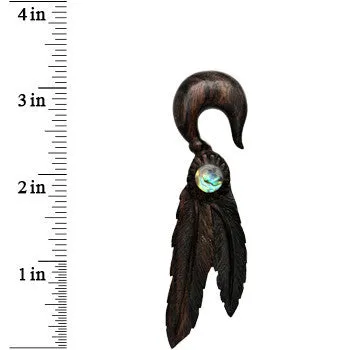 7/16 Organic Areng Wood Spirit Feathers Hanger Plug Set