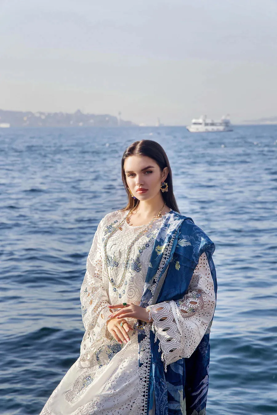 Adan Libas Luxury Lawn Embroidered Unstitched 3 Pc Collection D-55