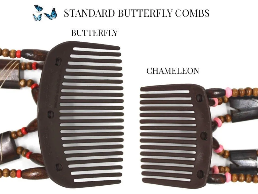 African Butterfly Chameleon Hair Comb - Beada Tube Clear 18