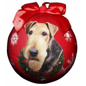 Airedale Dog Snowflake Christmas Ornament Shatter Proof Ball 3"