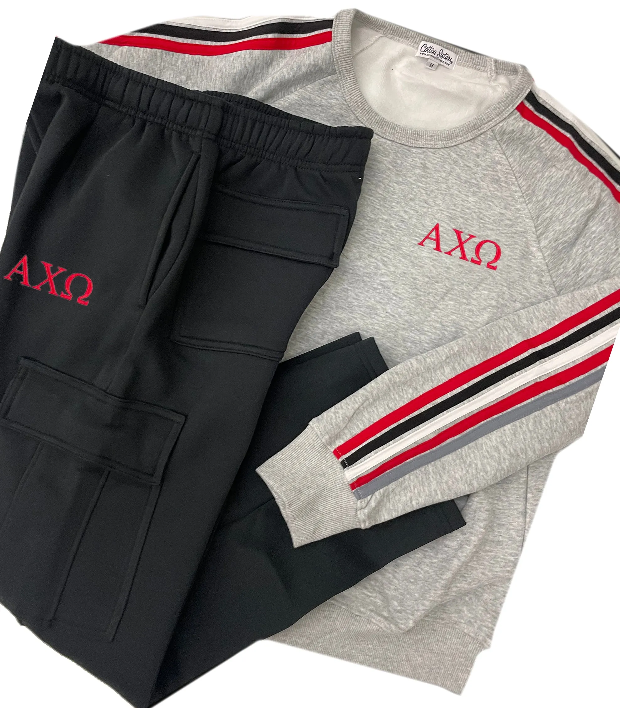 Alpha Chi Omega 5 Stripe Crewneck Sweatshirt