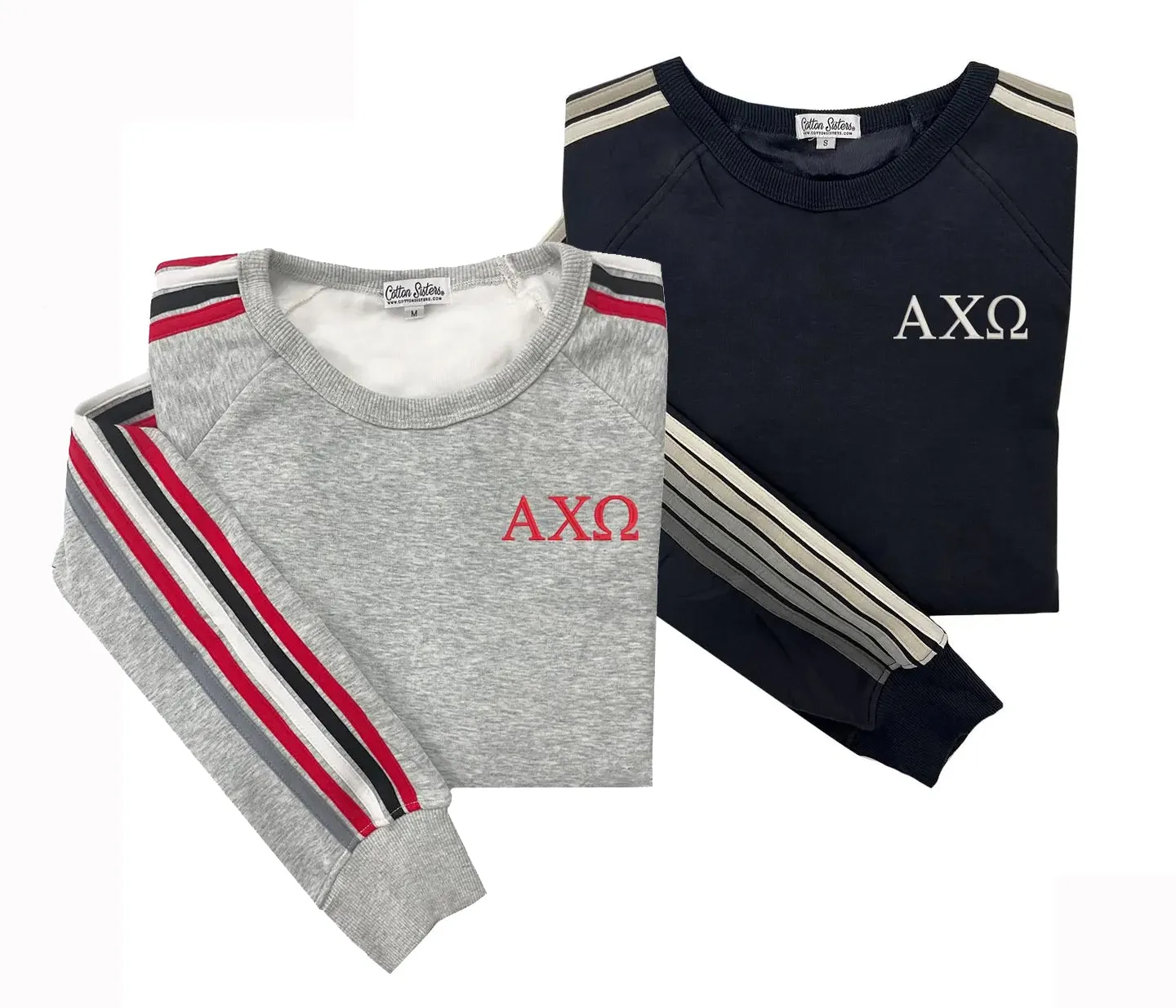 Alpha Chi Omega 5 Stripe Crewneck Sweatshirt