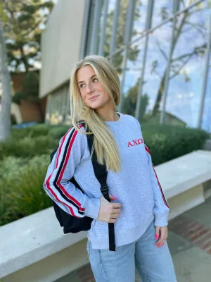 Alpha Chi Omega 5 Stripe Crewneck Sweatshirt