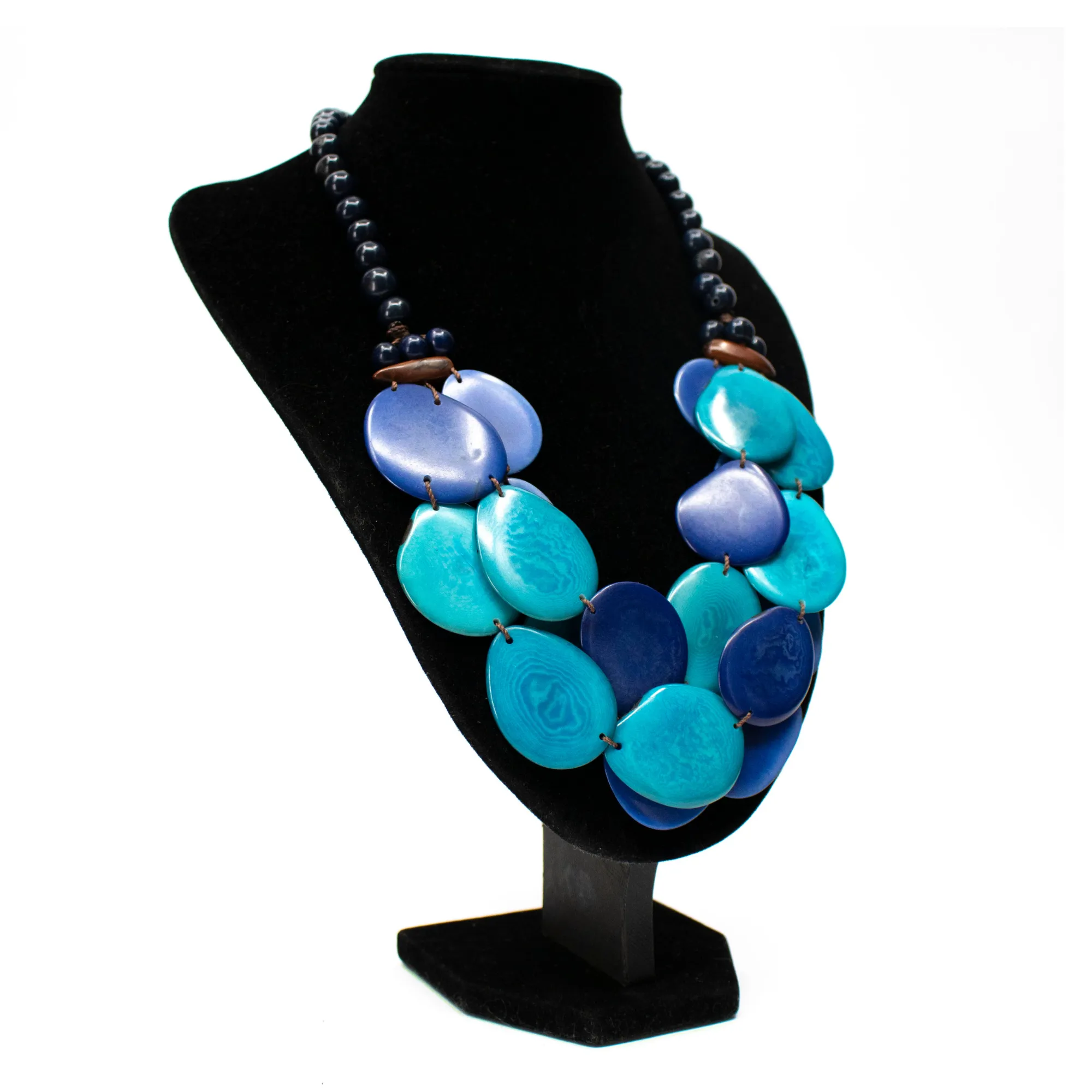 Andean Blue Oval Tagua Necklace