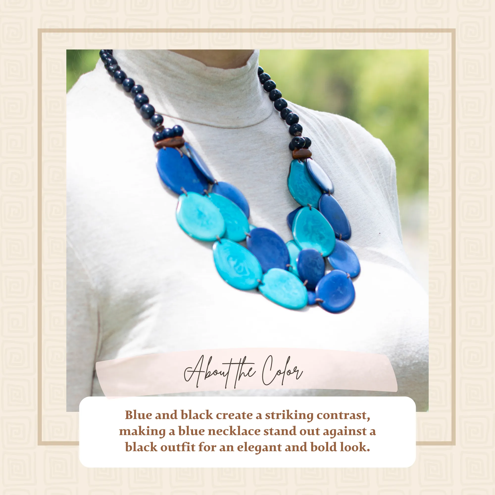 Andean Blue Oval Tagua Necklace