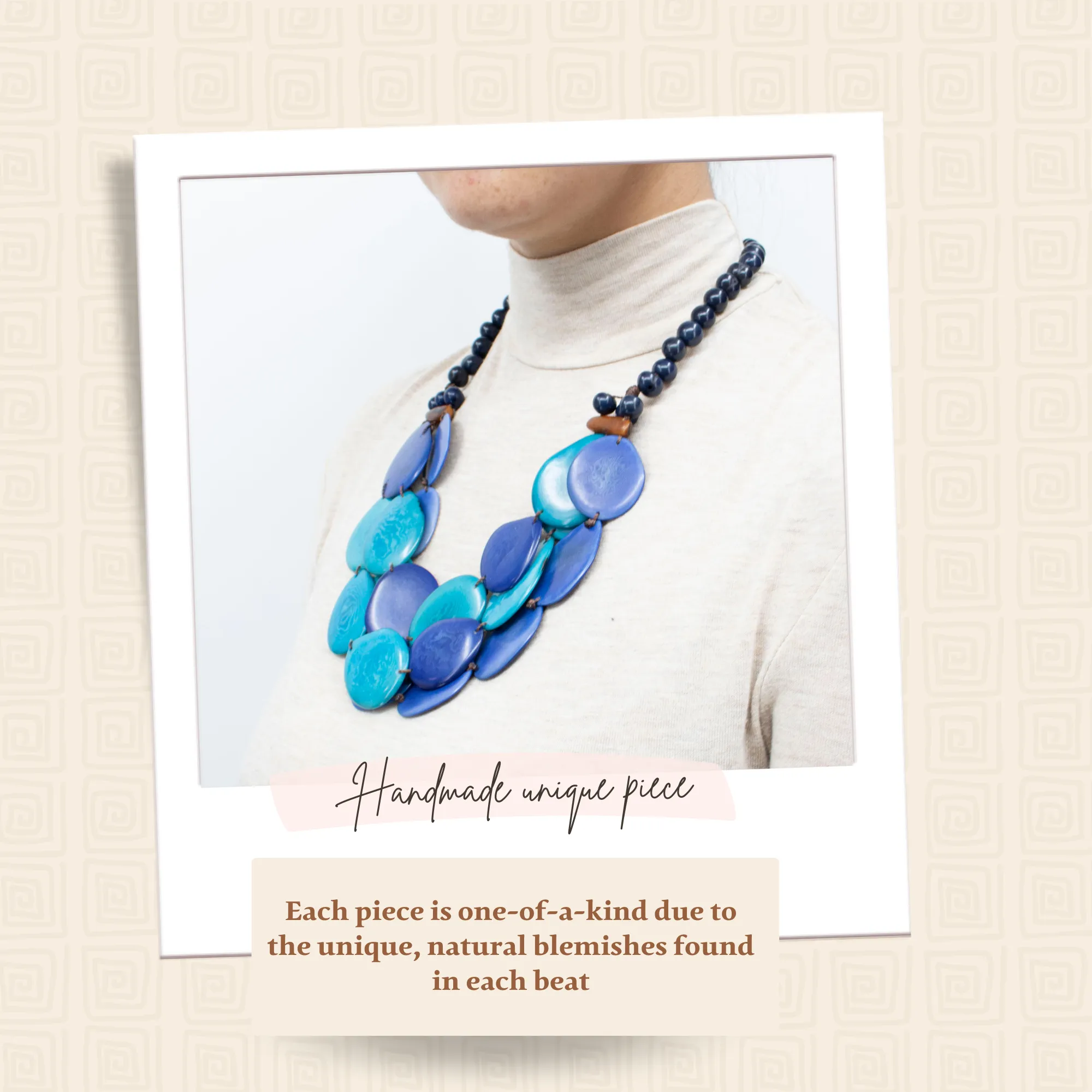 Andean Blue Oval Tagua Necklace