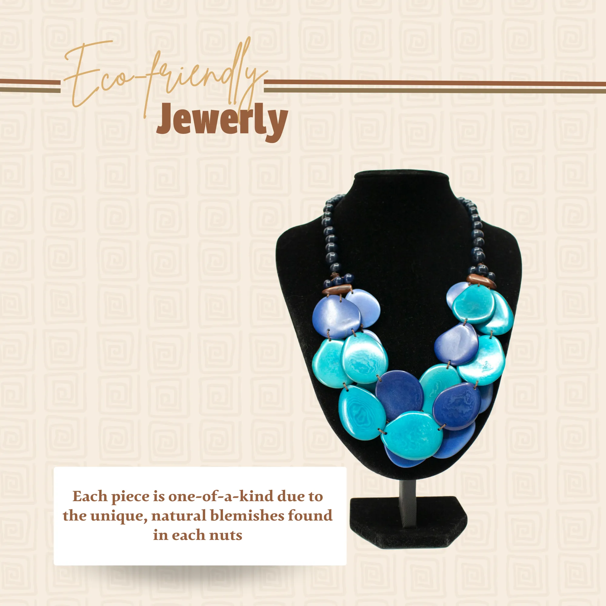 Andean Blue Oval Tagua Necklace