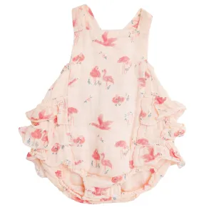 Angel Dear Flamingo Muslin Ruffle Sunsuit