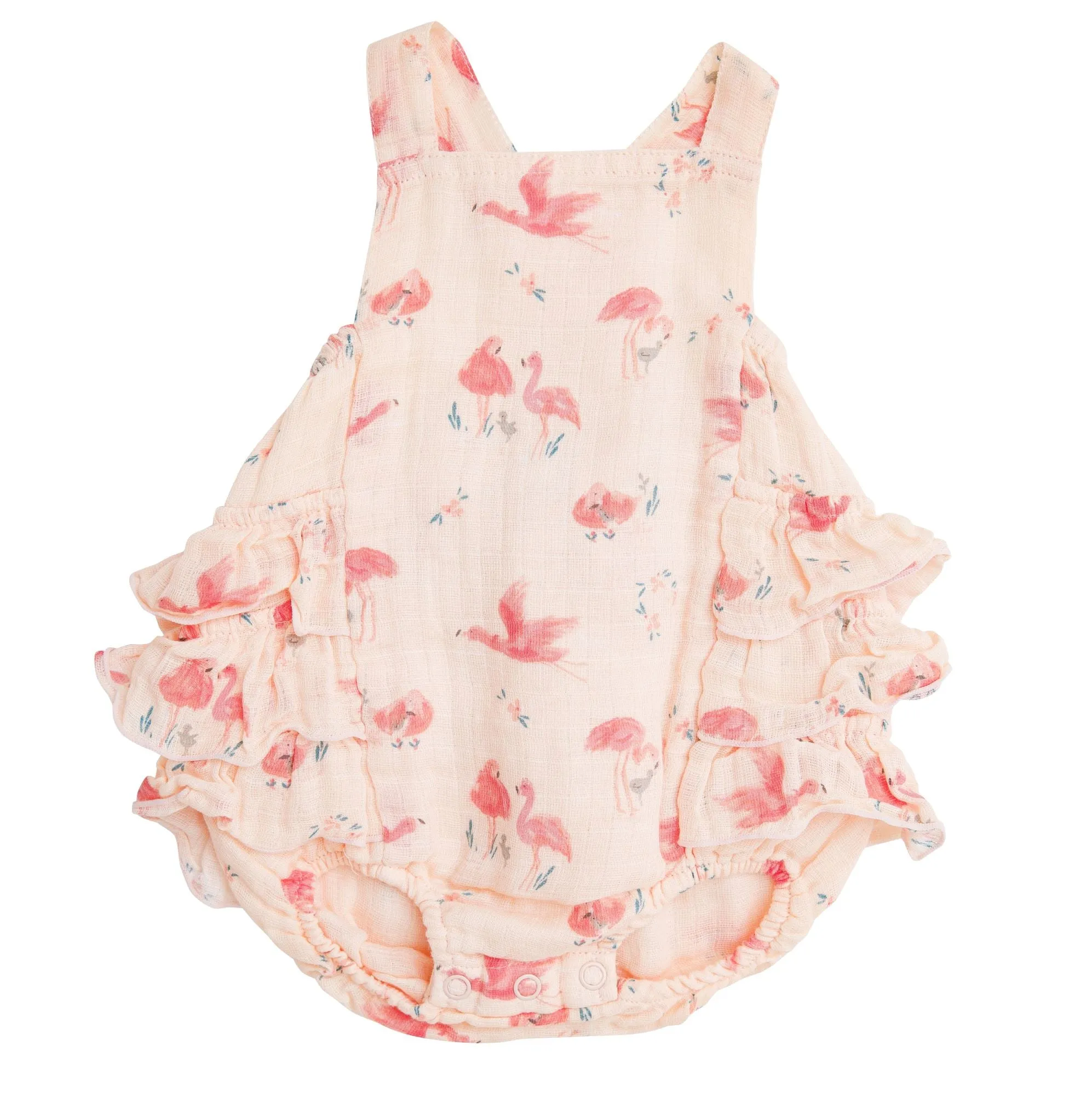 Angel Dear Flamingo Muslin Ruffle Sunsuit