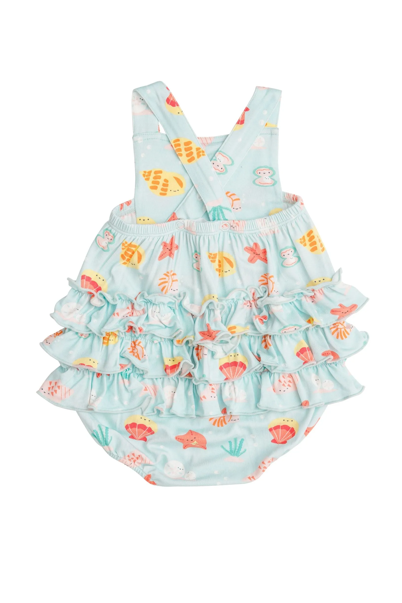 Angel Dear Happy Shells Bamboo Ruffle Sunsuit