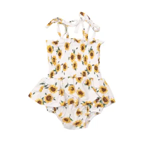 Angel Dear Sunflower Ditsy Smocked Bubble w/Skirt