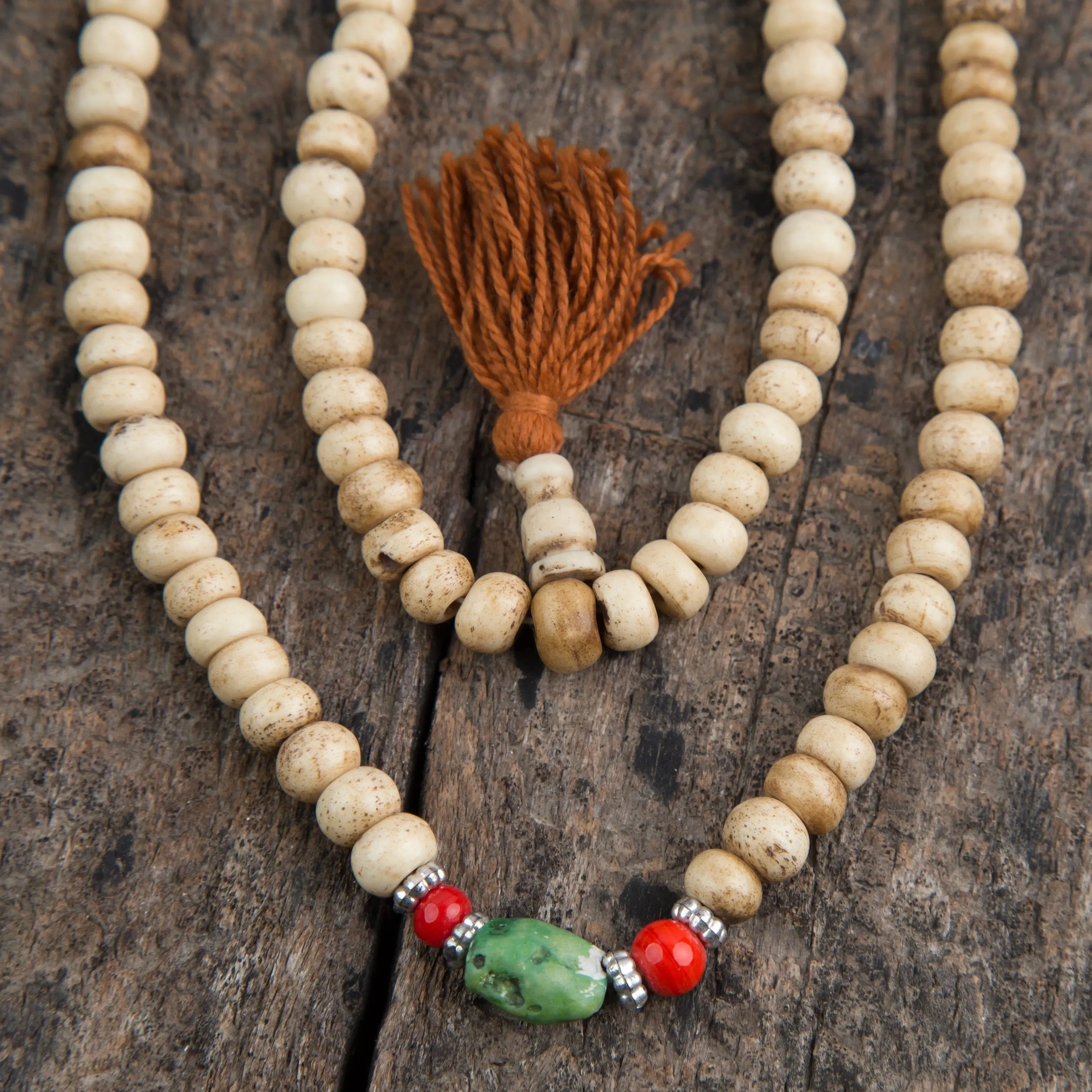 Antique Tibetan Bone Prayer Mala Beads