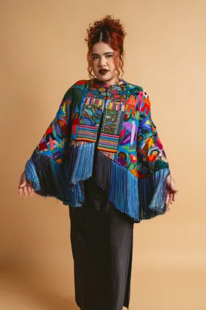 Azul Embroidered Cape