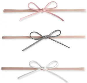 Baby Bling 3 Pack Suede Cord Headband Set-Pink/Grey/White