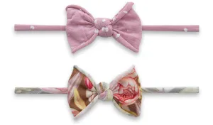 Baby Bling Gold Peony 2 Pack Mini Print Skinny Headband Set