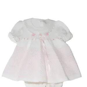 Baby Girls Ivory & Pink Knit Dress Set with Bloomers Newborn