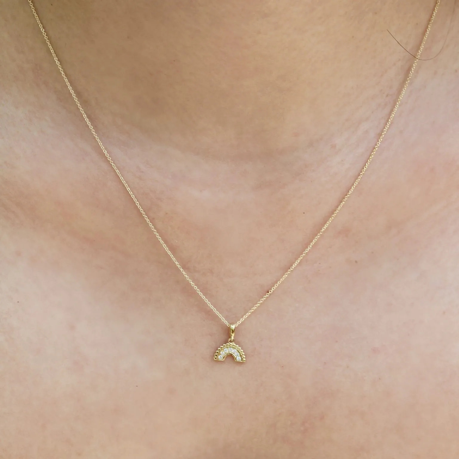 Beaded arch diamond necklace