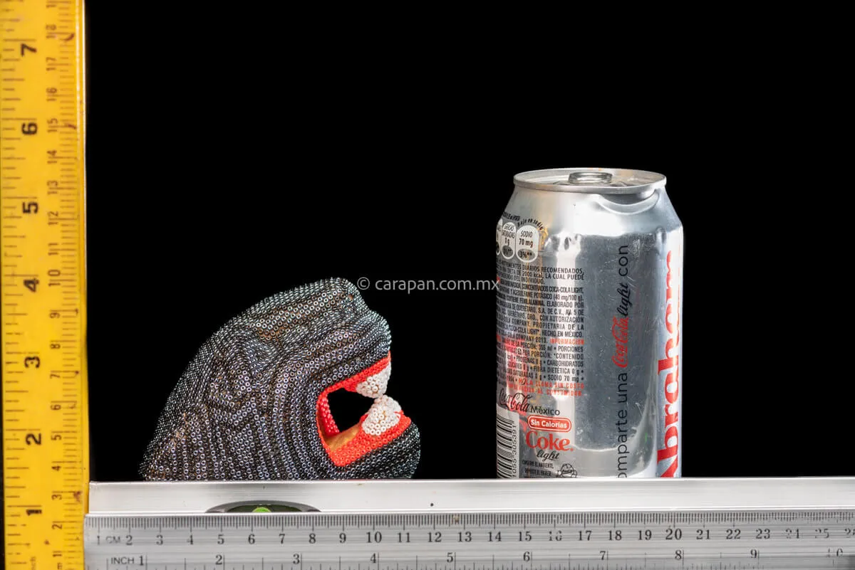Beaded Jaguar Head Huichol Indigenous Art Silver & Black