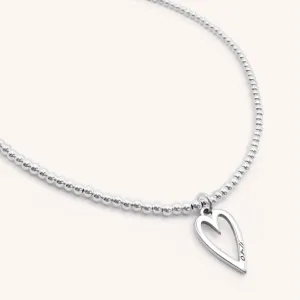 Beaded Open Heart Necklace