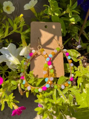 Beaded Tear Drop Earring Pastel Colors