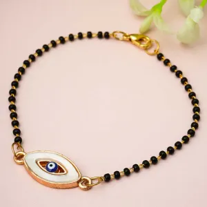 Beaded White Evil Eye Bracelet