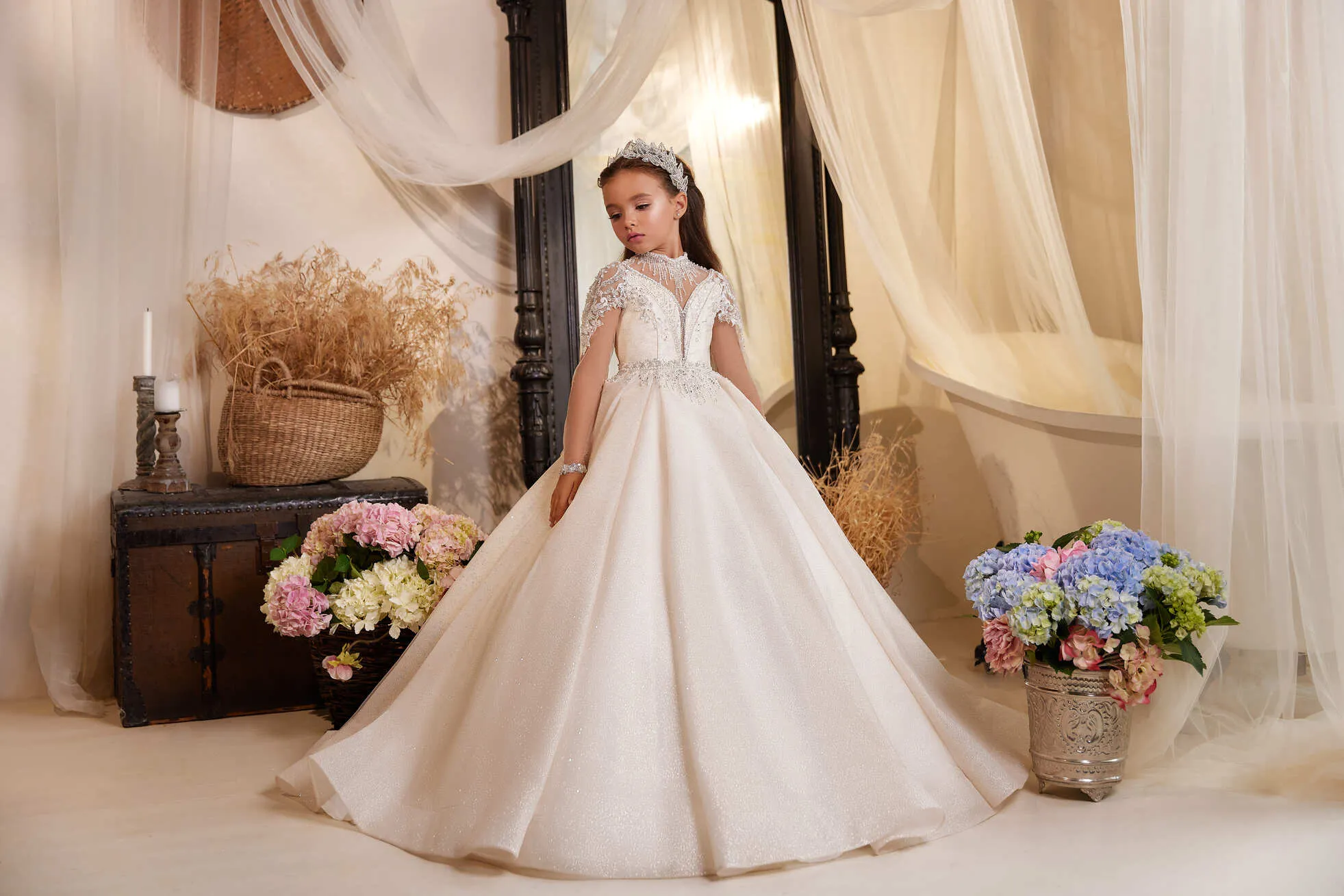 Berta Beaded Flower Girl Dress for Special Occasions