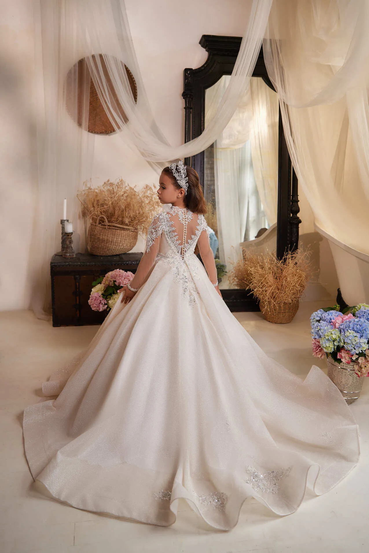 Berta Beaded Flower Girl Dress for Special Occasions