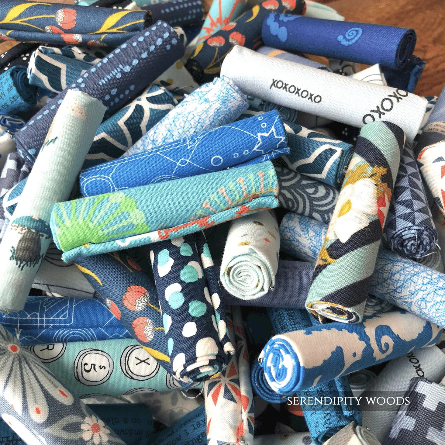 Bit by Bit Stash Builder Bundle, BLUE - Scrappy Scrap Fat Sixteenth Bundle - 20 or 30 pc
