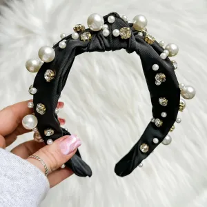 Black Pearl Rhinestone Headband