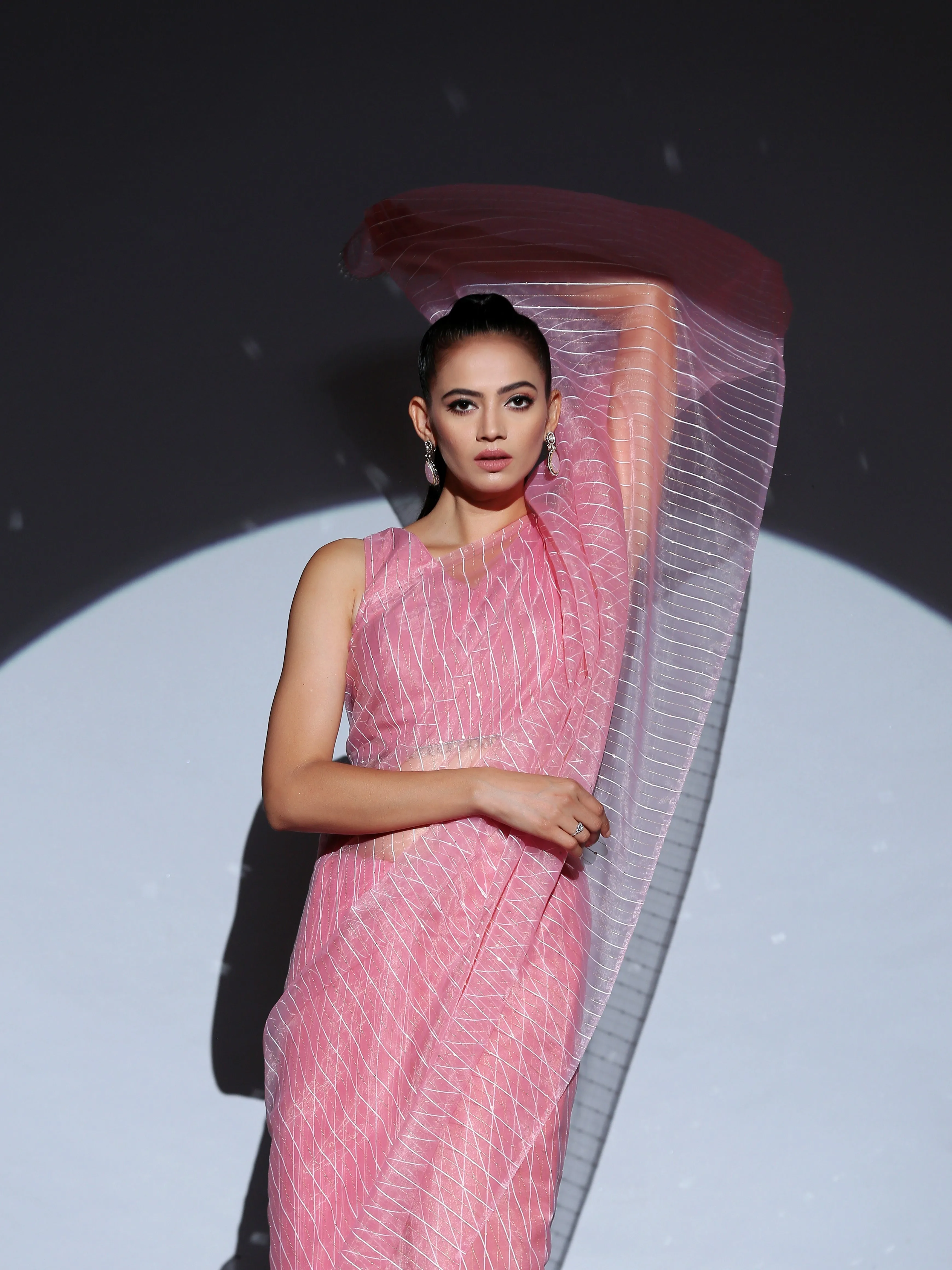 Blouse - Pink Sparkle back tie Blouse with Arch