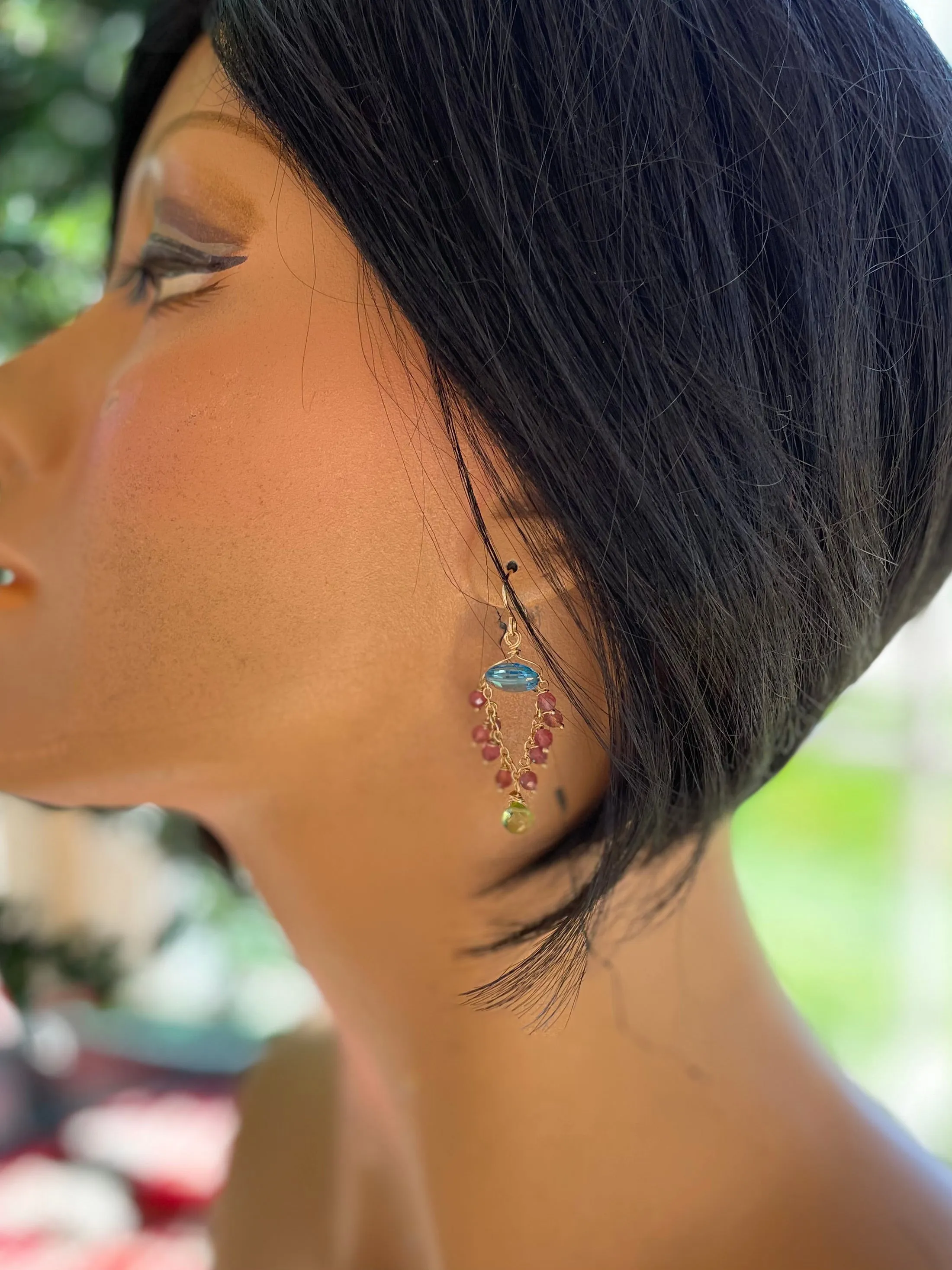 Blue Topaz Chandelier Earrings