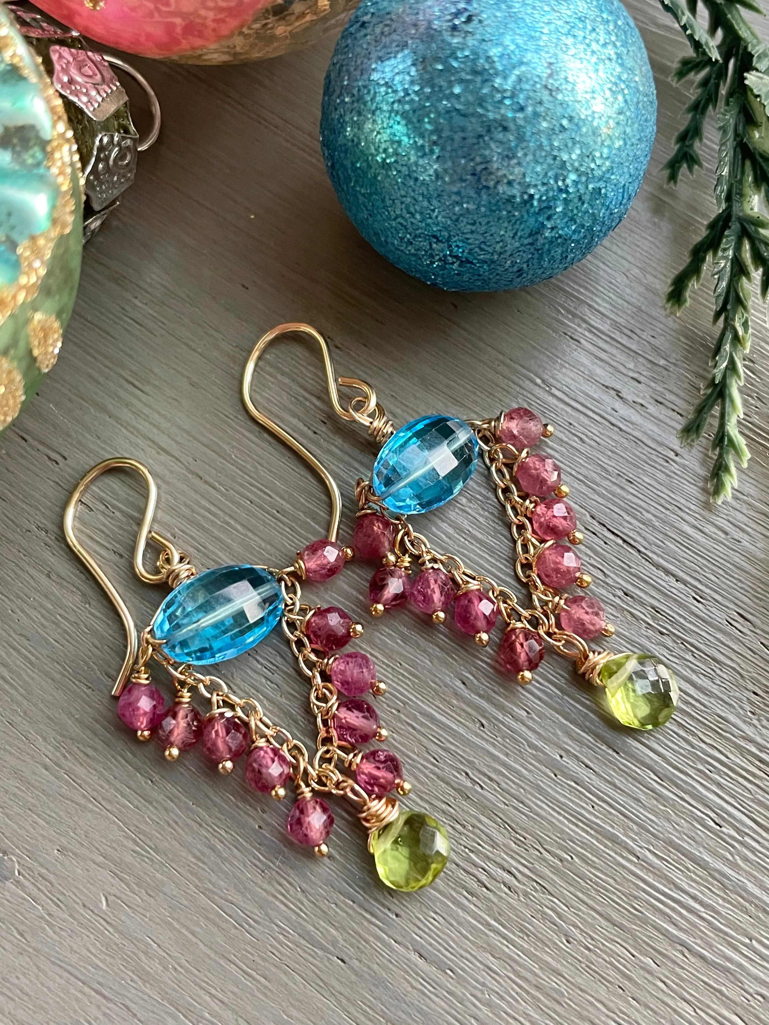 Blue Topaz Chandelier Earrings