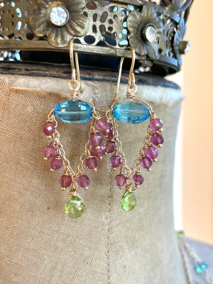 Blue Topaz Chandelier Earrings