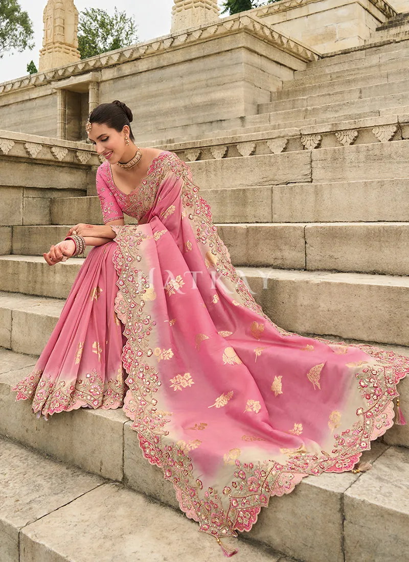 Blush Pink Multi Embroidery Saree